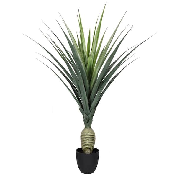 LIVING LUXURY 52 in. Artificial Agave Succulent Plant with Bottle Trunk in Pot