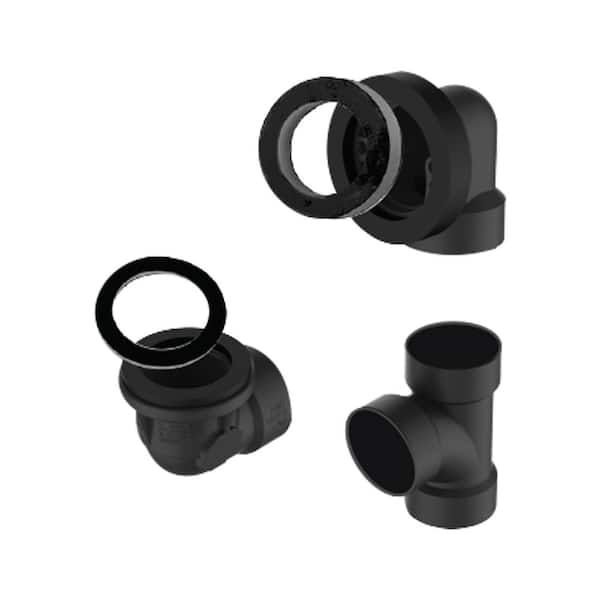 Bathtub Drain Rough-In Kit with Universal Tee - Sch. 40 Black ABS