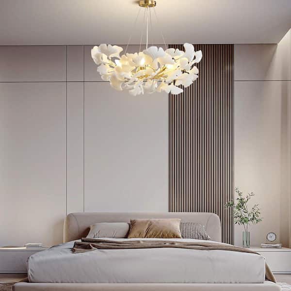 Gleam Flare 6 Light Gold Chandelier, Luxury Ginkgo Branch