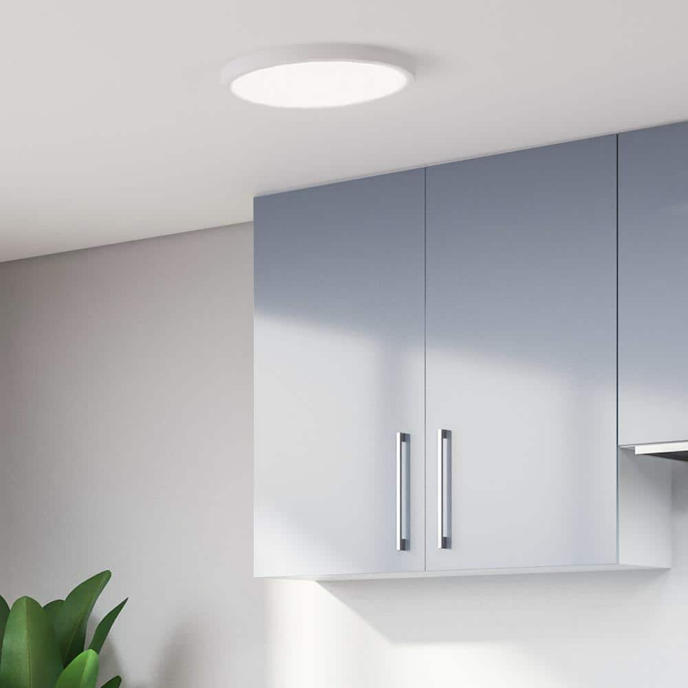 White Matte Round LED Flush Mount Ceiling Light