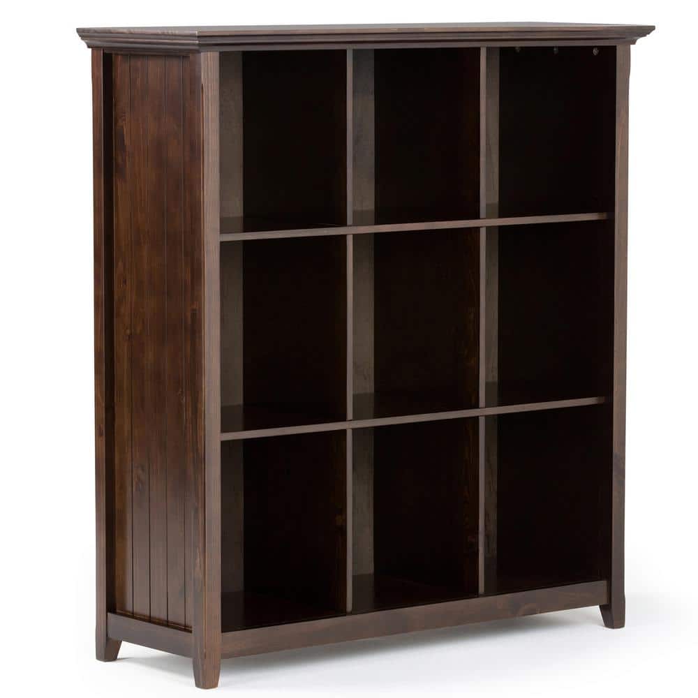 Brunette Brown Solid Wood 9-Cube Bookcase and Storage Unit