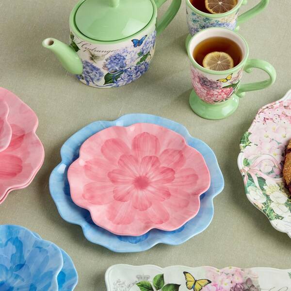 未使用  FESTIVITY PINK 花柄 プレート 6枚 Certified International Wildflower Pink Multi-Colored 3-D Floral