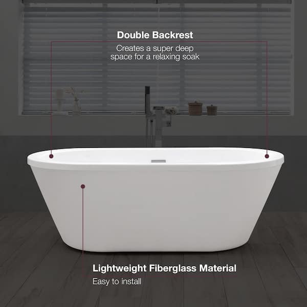 Colton 63 in. Center Drain Freestanding Bathtub in Glossy White Colton 63 in. Center Drain Freestanding Bathtub in Glossy White