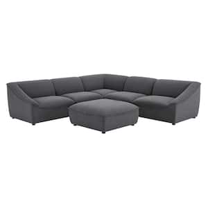 Comprise 6- Piece Charcoal Fabric Upholstery L-shape Symmetrical Sectionals Sofa