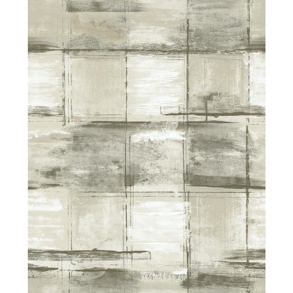 Seabrook Designs Curie Distressed Geometric Metallic Ivory and Charcoal Paper Strippable Roll (Covers 56 sq. ft.)