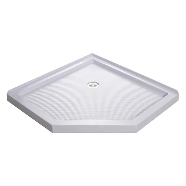 SlimLine 38 in. x 38 in. Neo-Angle Shower Base in White with Back-Walls