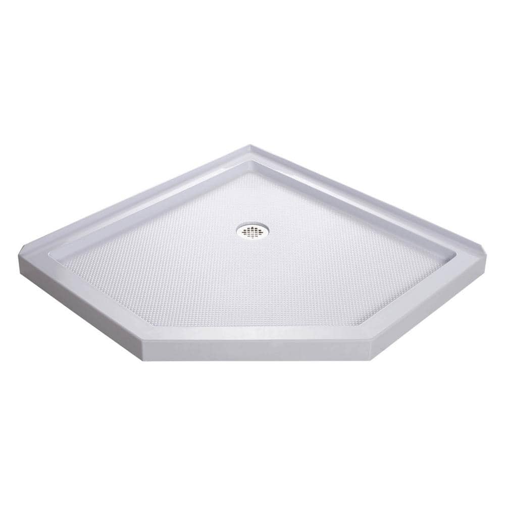 White Acrylic Corner Neo-Angle Shower Kit with Shelves
