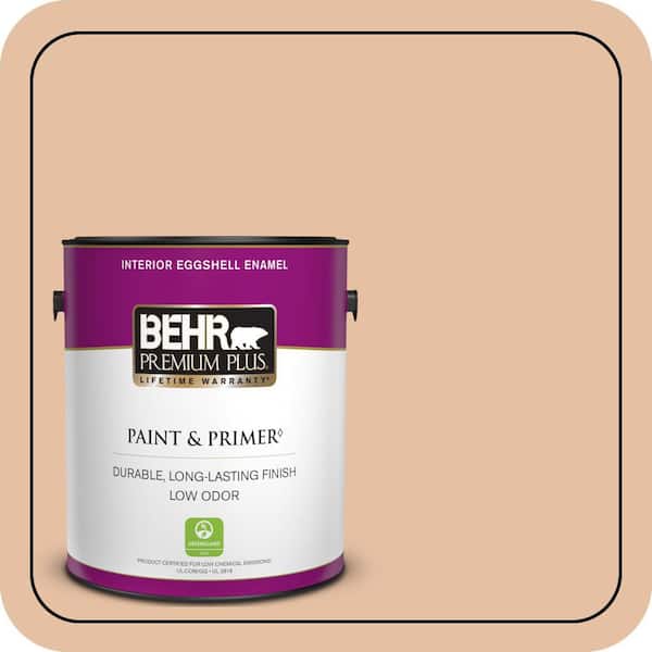 BEHR PREMIUM PLUS 1 gal. #BIC-01 Fabulous Fawn Eggshell Enamel Low Odor Interior Paint & Primer