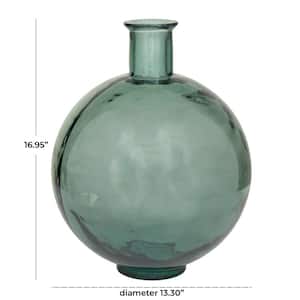 17 in. Green Handmade Spanish Recycled Glass Decorative Vase