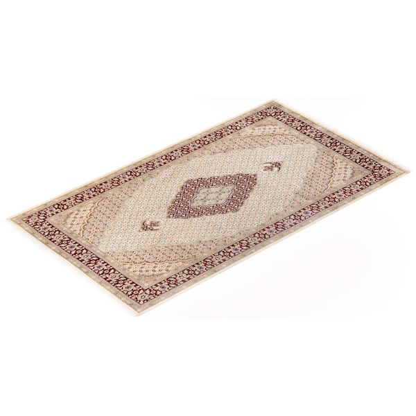 Mogul Traditional Ivory 6 ft. 1 in. x 9 ft. 5 in. Oriental Area Rug