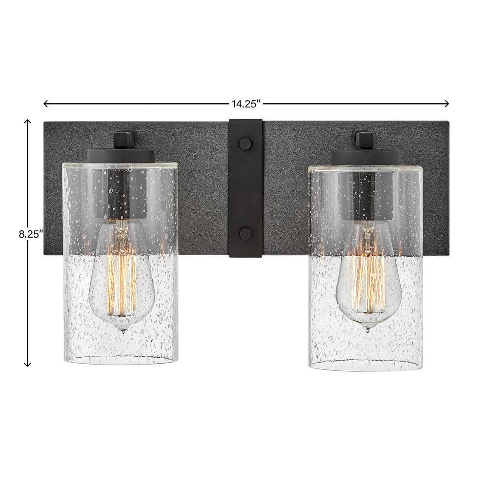 Aged Zinc and Distressed Black 2-Light Wall Sconce with Clear Seedy Glass