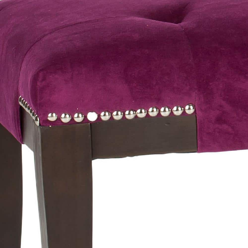 Gibbons Purple Cotton Velour Bench with Nail Heads