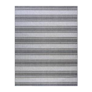 Paseo Castro Ash 8 ft. x 10 ft. Striped Indoor/Outdoor Area Rug