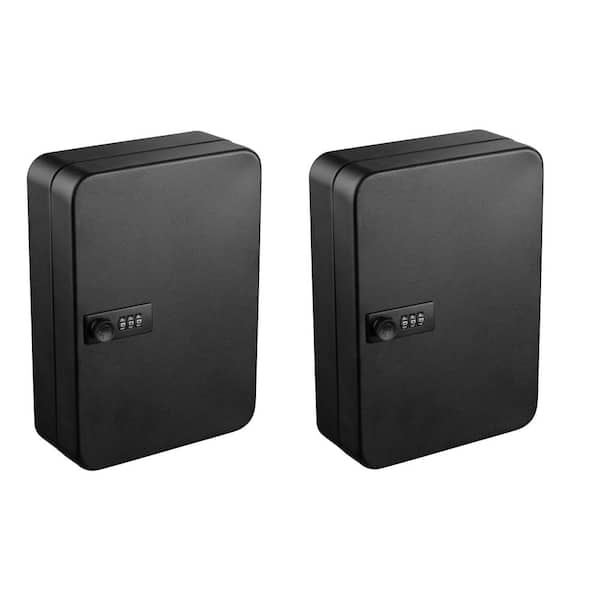 AdirOffice 48-Key Steel Secure Key Cabinet with Combination Lock, Black (2-Pack)
