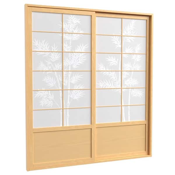 7 ft. Natural Bamboo Tree 2-Panel Sliding Door