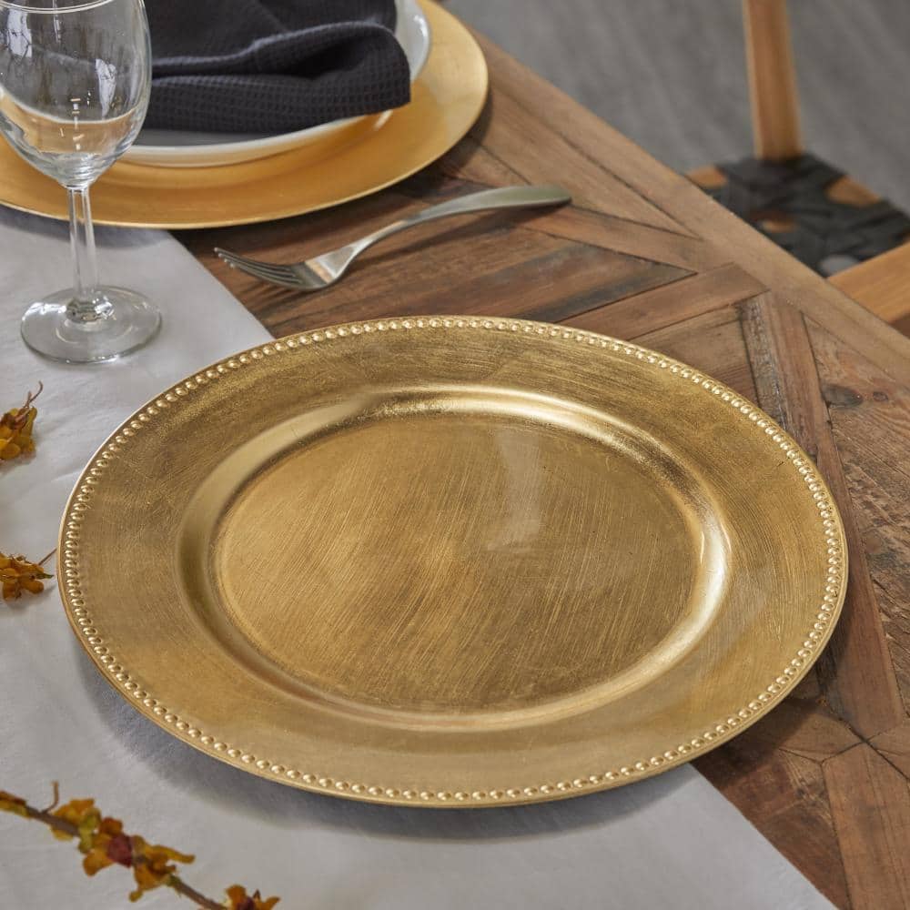 Litton Lane Gold Melamine Glam Decorative Plate Set of 8 043011