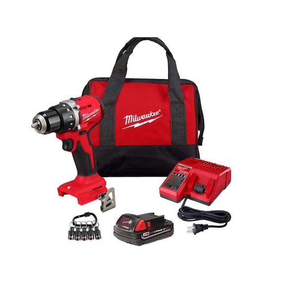 M18 18V Lithium-Ion Brushless 1/2 in. Compact Drill/Driver Kit with 5-Pc Carabiner Hex Holder