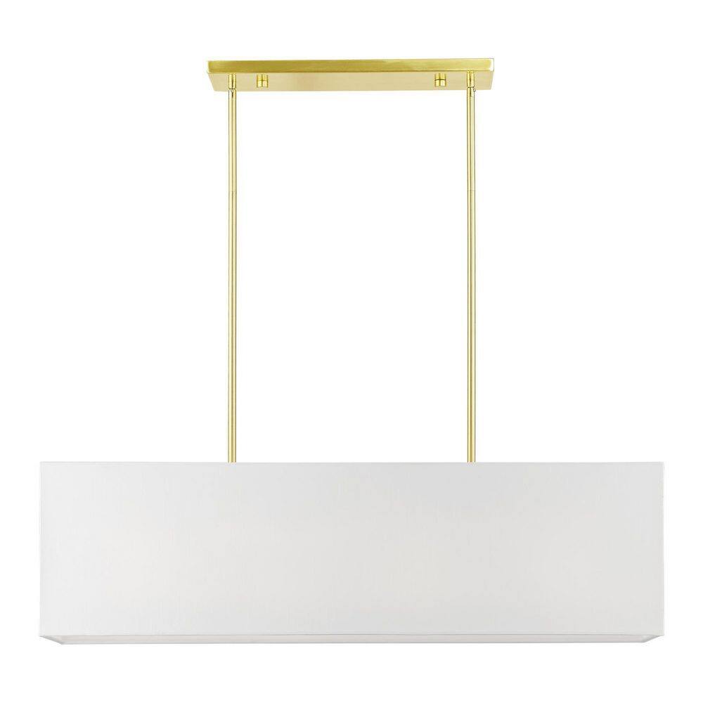 Summit Satin Brass 4-Light Linear Chandelier with Off-White Shade