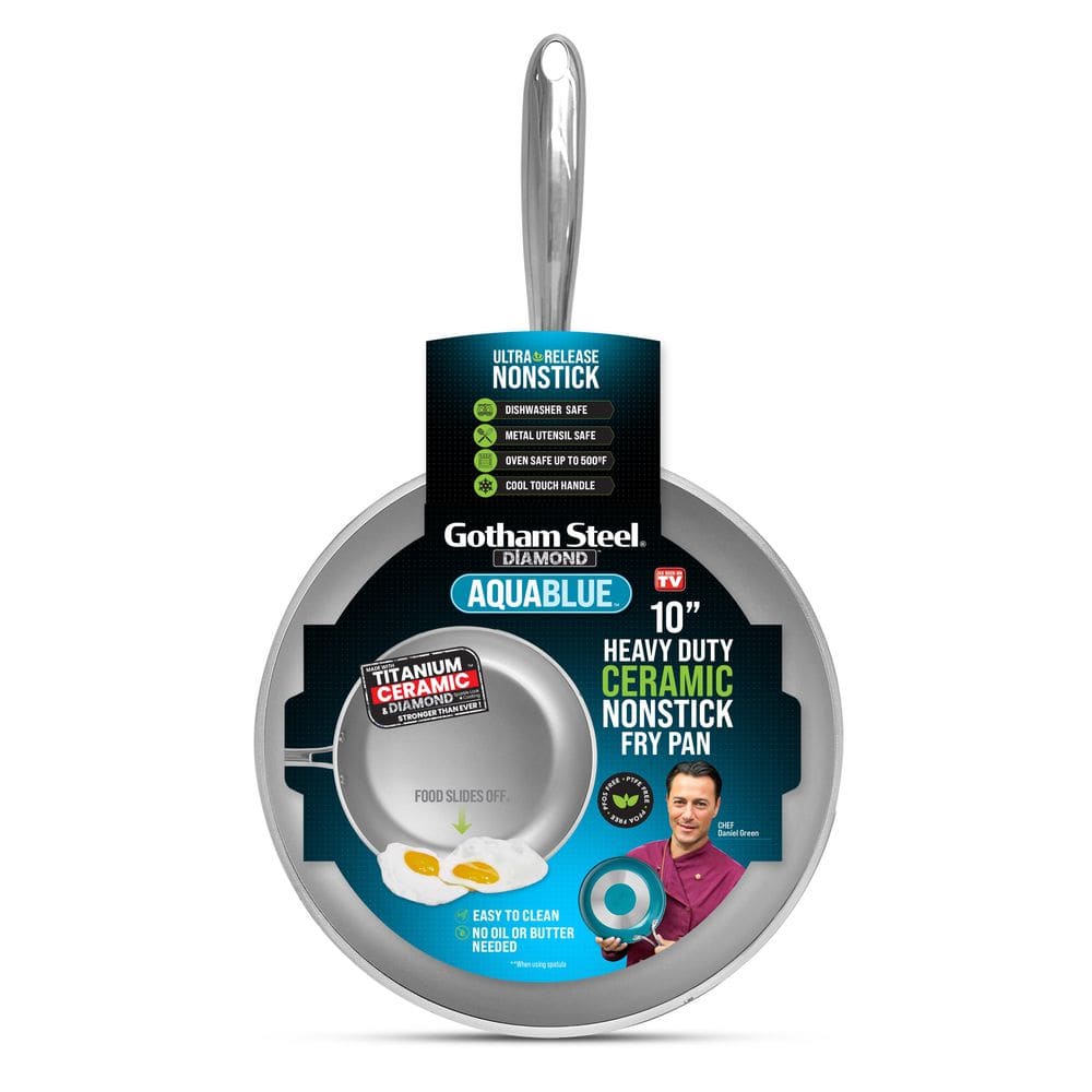 10 in. Aqua Blue Aluminum Ceramic Nonstick Frying Pan