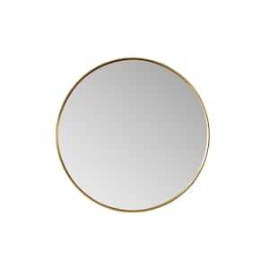 Cascante 32 in. W x 32 in. H Metal Framed Round Bathroom Vanity Mirror in Gold