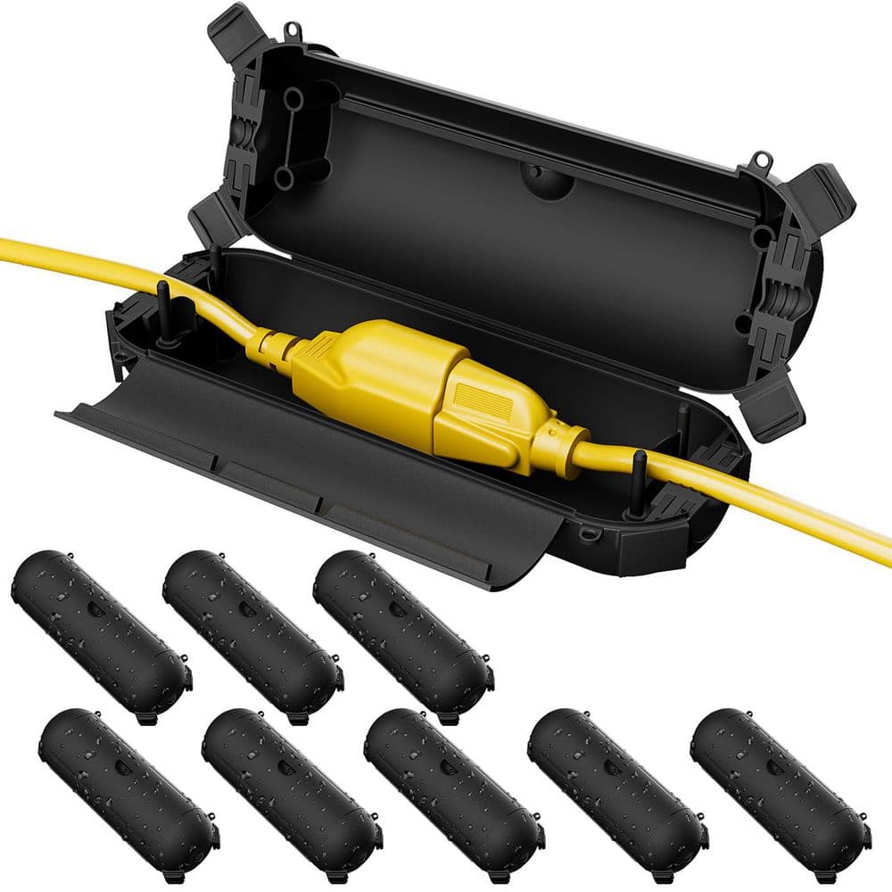 Black 7.1 in. x 2.3 in. x 2.3 in. IP44 Waterproof Connection Protector, Outdoor Extension Cord Safety Cover (9-Pack) price history on PriceWatchPro