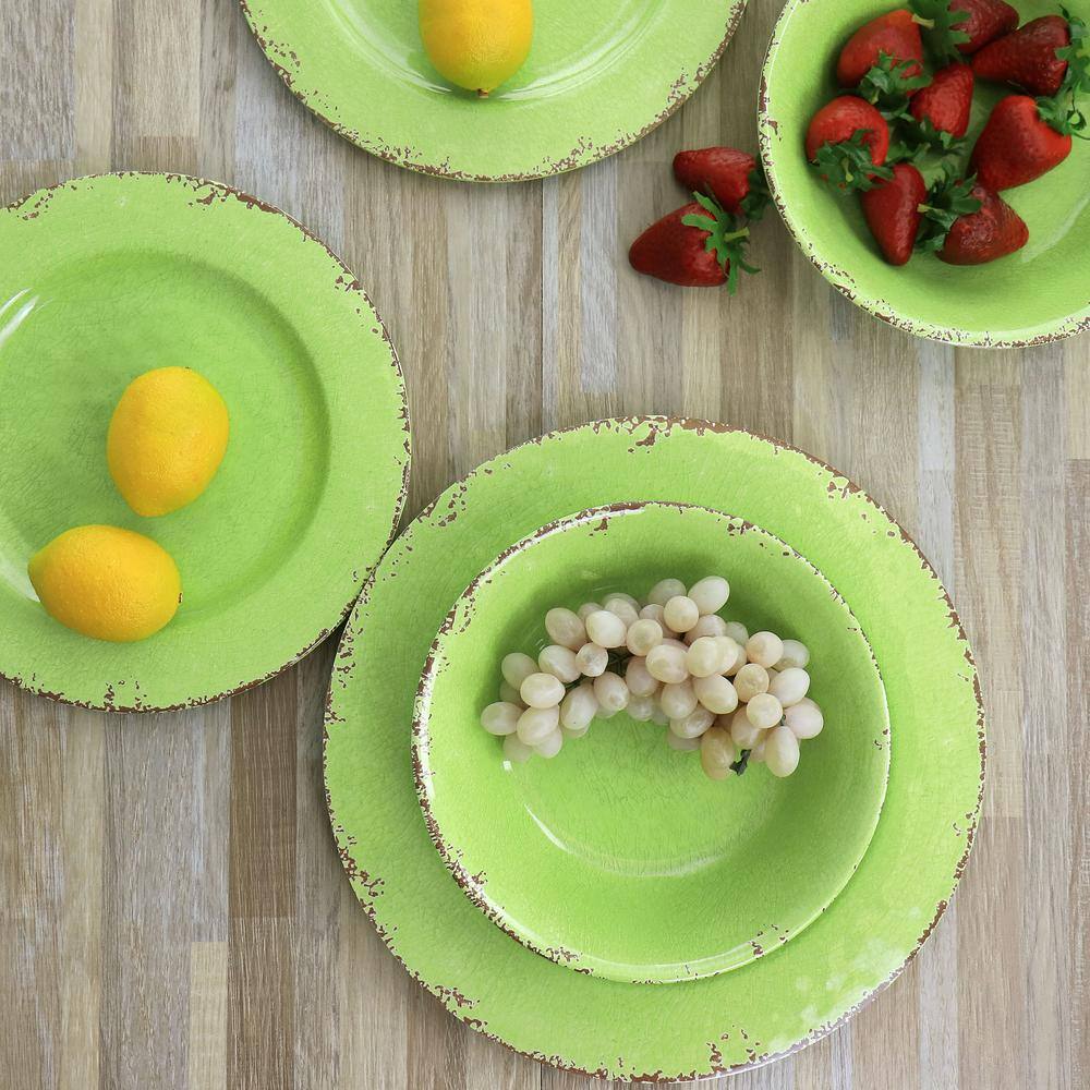 Gibson Mauna Green Melamine 12-Piece Dinnerware Set