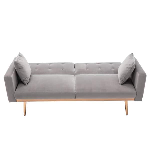 Scandi Scandinavian Style Chic Contemporary Sea Blue Comfortable Three Seater Sofa Furniture Folding Click Clack Sofa Bed Fabric Cushions Settee Couch Solid Wooden Feet Fashionable Piping Detail 