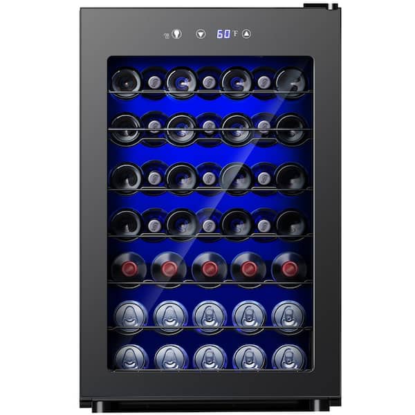 20.3in. Digital Control 45-Bottle Wine Cooler in Black,Cellar Cooling Unit,Undercounter/ Freestanding,Adjustable Shelves