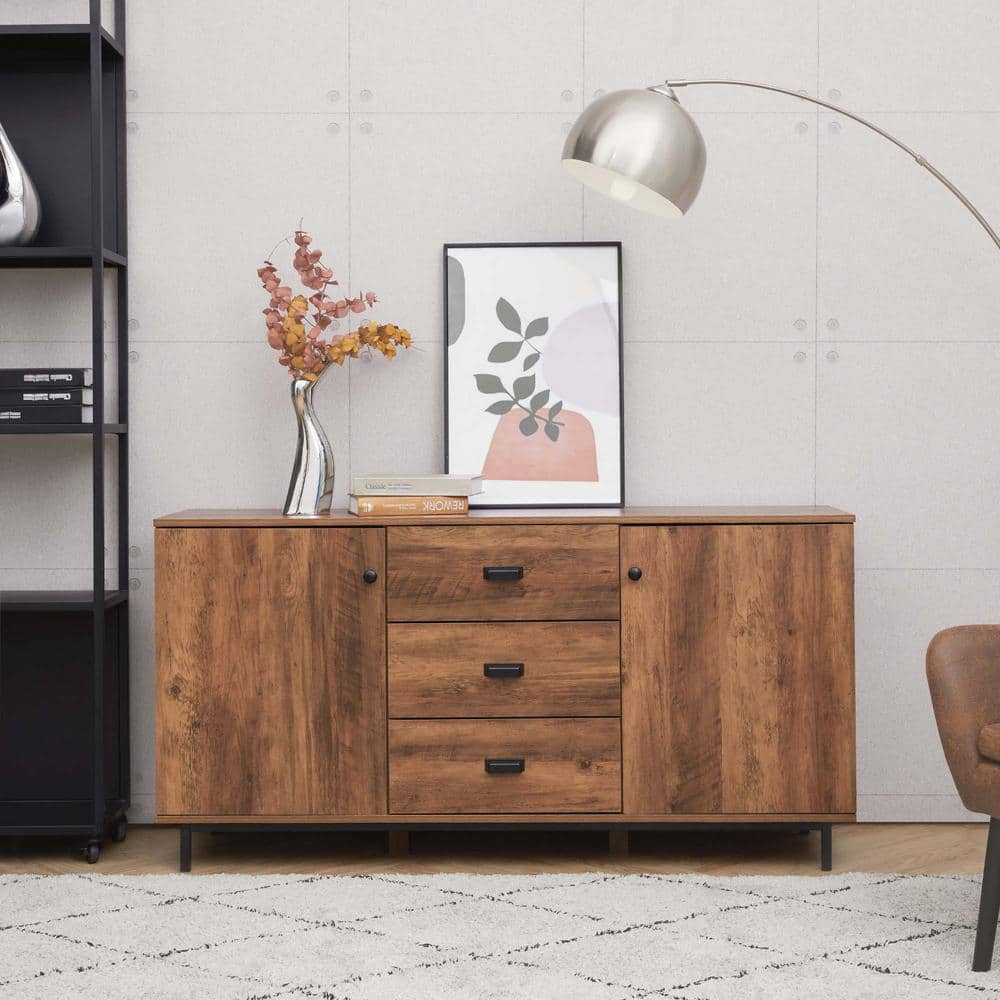 Brooklyn 59'' Brown Acacia Sideboard with Metal Legs
