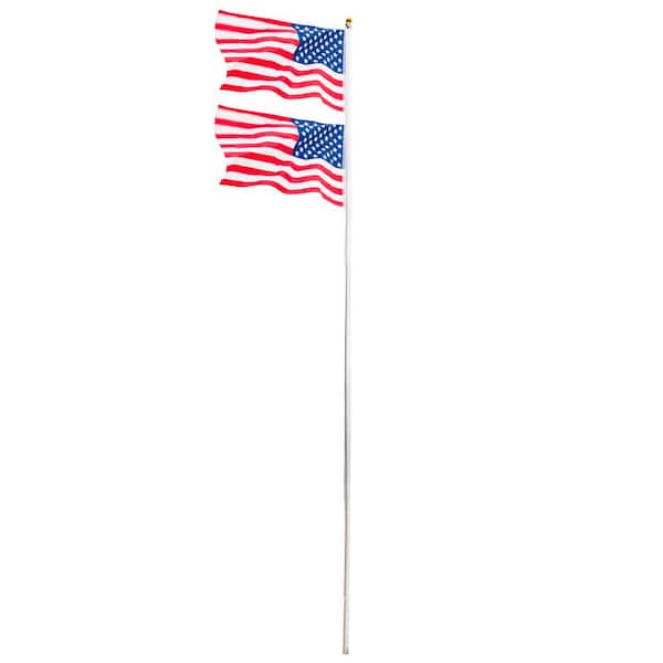 Winado 20 ft. Aluminum Adjustable Flagpole with 2-Pieces U.S. Flags