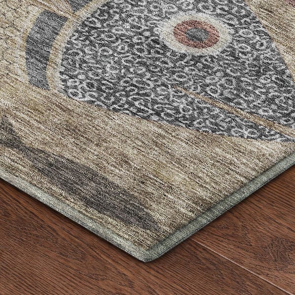 Mayfield Premium Machine Washable Abstract AMF2447 Black 10 ft. x 14 ft. Area Rug