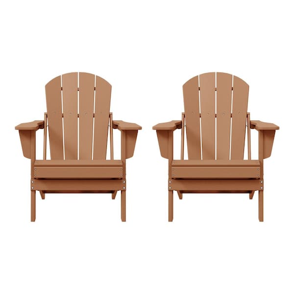 WESTIN OUTDOOR Laguna 2-Pack Fade Resistant Outdoor Patio HDPE Poly Plastic Classic Folding Adirondack Chairs in Teak