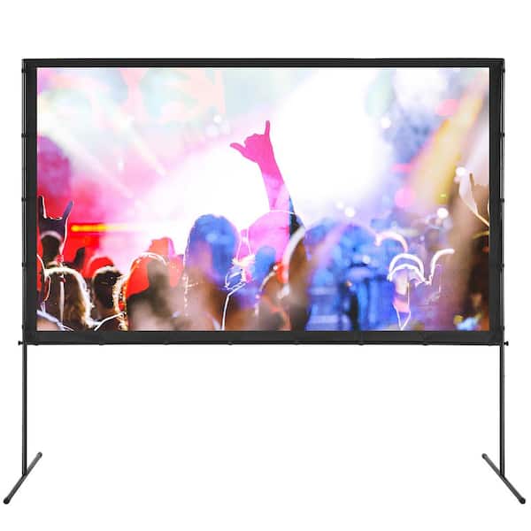 SVOPES 100 in. 16:9 4K 1080 HD Projector Screen with Stand, Wrinkle-Free Outdoor Movie Screen, Carry Bag and Bar Feet