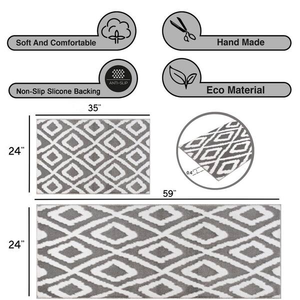 THE SOFIA RUGS Sofihas Indoor Mat Set Geometric Non-Slip 30x30in Washable  Farmhouse Kitchen Standing Mats, Gray D-MAT-58A-WW - The Home Depot
