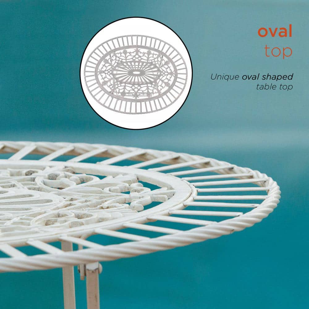 Elegant White Metal 3-Piece Round Bistro Set