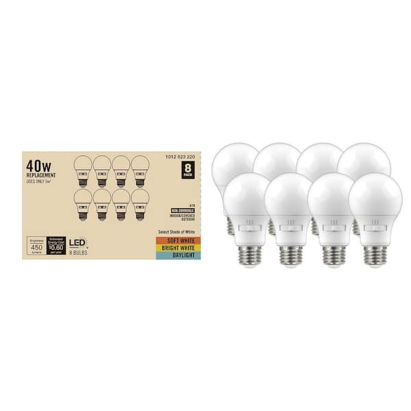 40-Watt Equivalent A19 Non-Dimmable LED Light Bulb with Selectable Color Temperature (8-Pack)