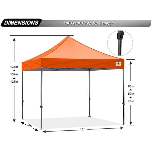 ABCCANOPY 10 ft. x 10 ft. Orange Commercial Instant Shade Metal