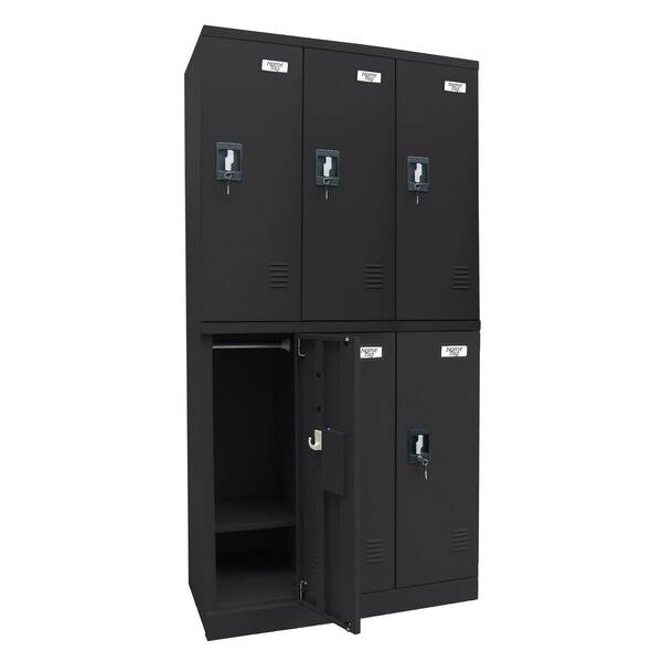 Sandusky 72 in. H x 36 in. W x 18 in. D Quick Assembly Triple Wide Locker in Black