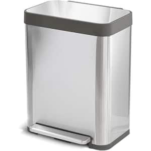 50 L/13.2 Gal. Soft-Close, Smudge Resistant Trash Can with Foot Pedal and Built in Filter- Stainless Steel