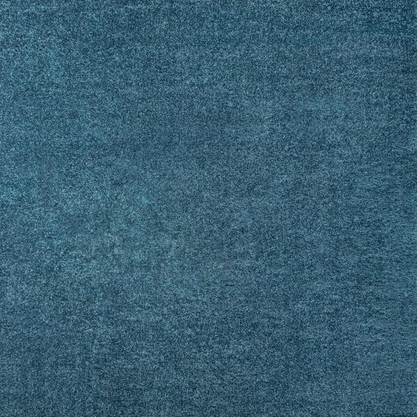 Haze Solid Low-Pile Turquoise 9 ft. Square Area Rug
