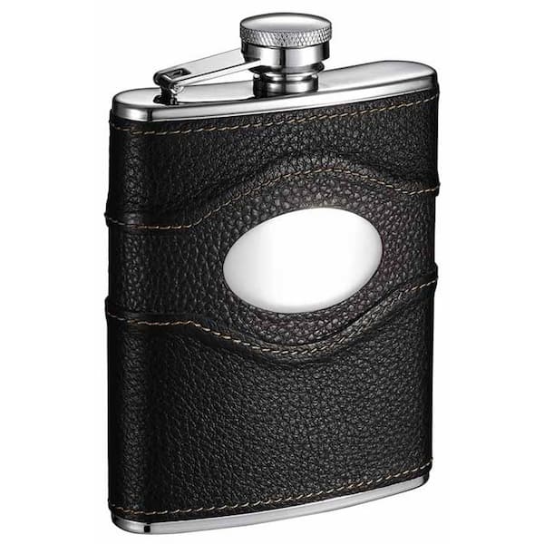 Visol Sojourn Black Leather Liquor Flask