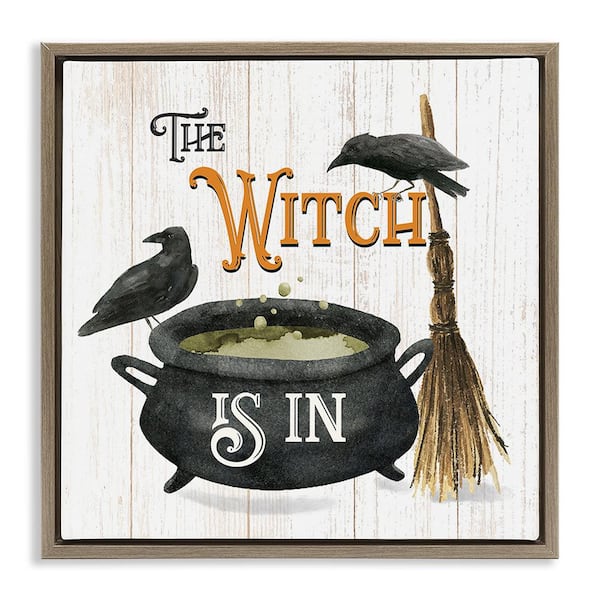 Stupell Industries Witch Cauldron and Crow by Deane Beesley 1 Piece Floater Frame Graphic Print Typography Poster Art Print 25 in. x 25 in.
