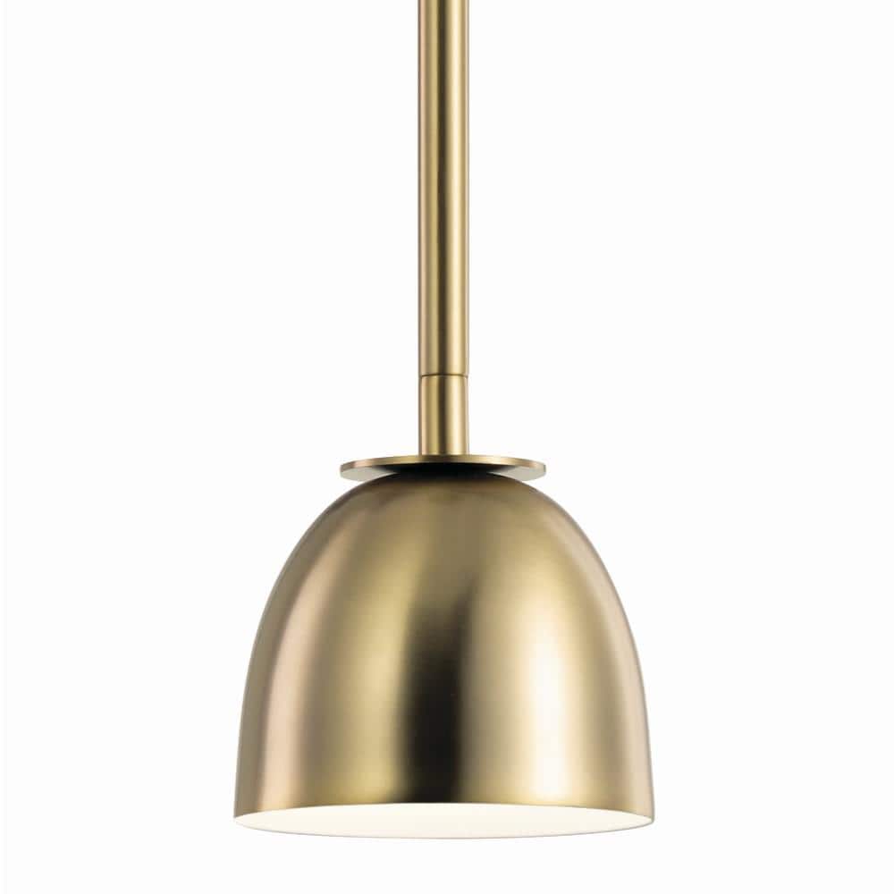 Brushed Natural Brass Mini LED Pendant with Frosted Acrylic Bowl