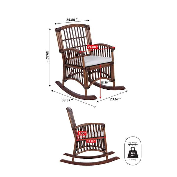 Jonathan Y Swayze Bohemian Farmhouse Woven Rattan/wood Rocking Chair,  Cushion With Frame : Target