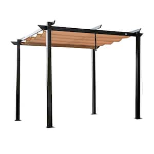 10 ft. W x 10 ft. D Aluminum Pergola with Weather-Resistant Retractable Canopy