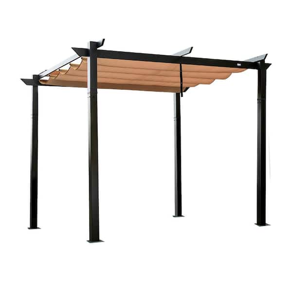 domi outdoor living 10 ft. W x 10 ft. D Aluminum Pergola with Weather-Resistant Retractable Canopy