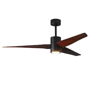 Super Janet 60 in. LED Indoor/Outdoor Damp Matte Black Ceiling Fan with Remote Control and Wall Control