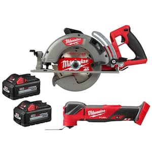 M18 FUEL 18V Lith-Ion Cordless 7-1/4 in. Rear Handle Circular Saw w/M18 FUEL Multi-Tool & (2) High Output 6.0Ah Battery