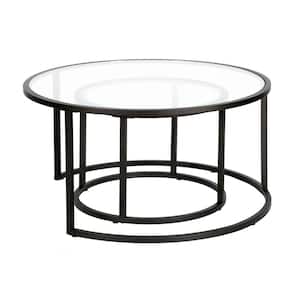35 in. Round Glass Coffee Table with No Additional Features