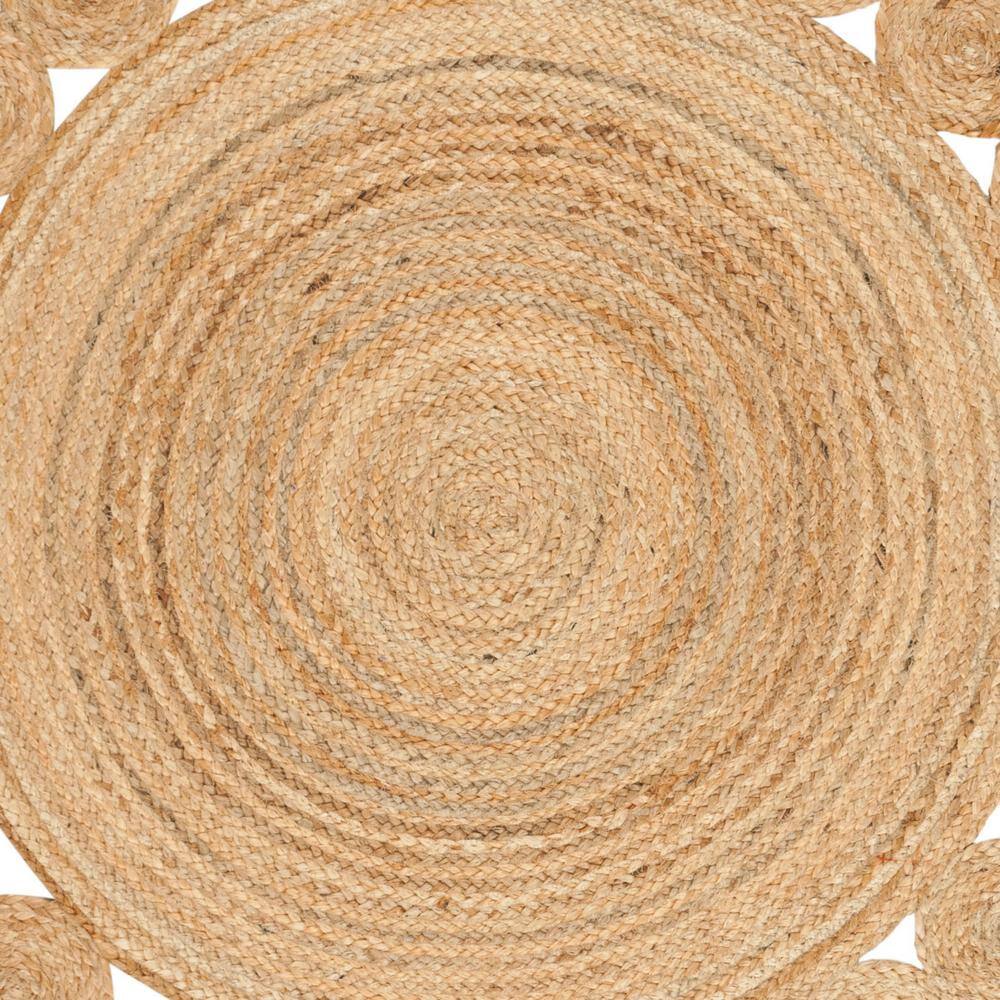 Handmade Natural Jute Round Rug with Intricate Design